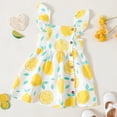 thumbnail image 1 of PatPat Toddler Girl Button Lemon Plaid Flutter-sleeve Dress,Sizes 18M-6Y,One Piece, 1 of 6