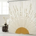 thumbnail image 2 of Abstract Sun Shower Curtain Set 72Wx72H Inches Modern Minimalist Mid Century Aesthetic Mustard Yellow Sunburst Sunrise Simple Polyester Waterproof Cloth Bathroom Curtain with 12 Hooks, 2 of 3