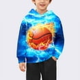 thumbnail image 2 of Boys Athletic Hooded Sweatshirt Long Sleeve Pullover With Cool Basketball Print Graphic Casual Fall Winter Sportswear Top Kids, 2 of 5