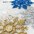 thumbnail image 3 of BadPiggies 24Pcs Plastic Shinny Glitter Christmas Snowflake Ornaments Christmas Tree Decorations Set For Craft DIY Party Home Holiday Decoration, 3.9 inch, Green, 3 of 9