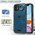 thumbnail image 6 of Case for iPhone 11 Wallet with Credit Card Holder & Finger Ring Kickstand, Premium PU Leather Slim Cover Shockproof Scratch Resistant Full Protection Phone Case for iPhone 11, Blue, 6 of 10