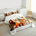 thumbnail image 5 of jejeloiu Jungle Bear Deer Bedding Comforter Set,Kawaii Fox Rabbit Twin Comforter Sets,White Brown Orange Bedding Set For Kids,Breathable Home Decor Reversible,2 Pieces, 5 of 8