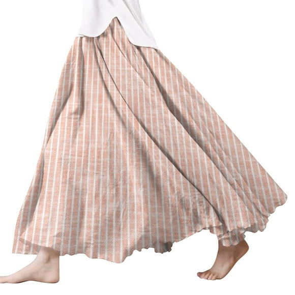 SNOWSONG Fall Skirts for Women 2024 Clearance! Women's Fashion Linen Scalloped Hem Half-Length Skirt, Midi Skirts, Boho Skirts, Floral Skirt 1PC bustle skirt Orange 2XL