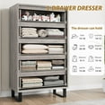 thumbnail image 6 of Accreate 5 Dresser for Bedroom, 51" Tall Dresser, Freestanding Vertical Drawer Dresser with Storage, Wooden Closet Dresser Storage Dresser Chest for Living Room, Hallway, Entryway, Ash Grey, 6 of 8