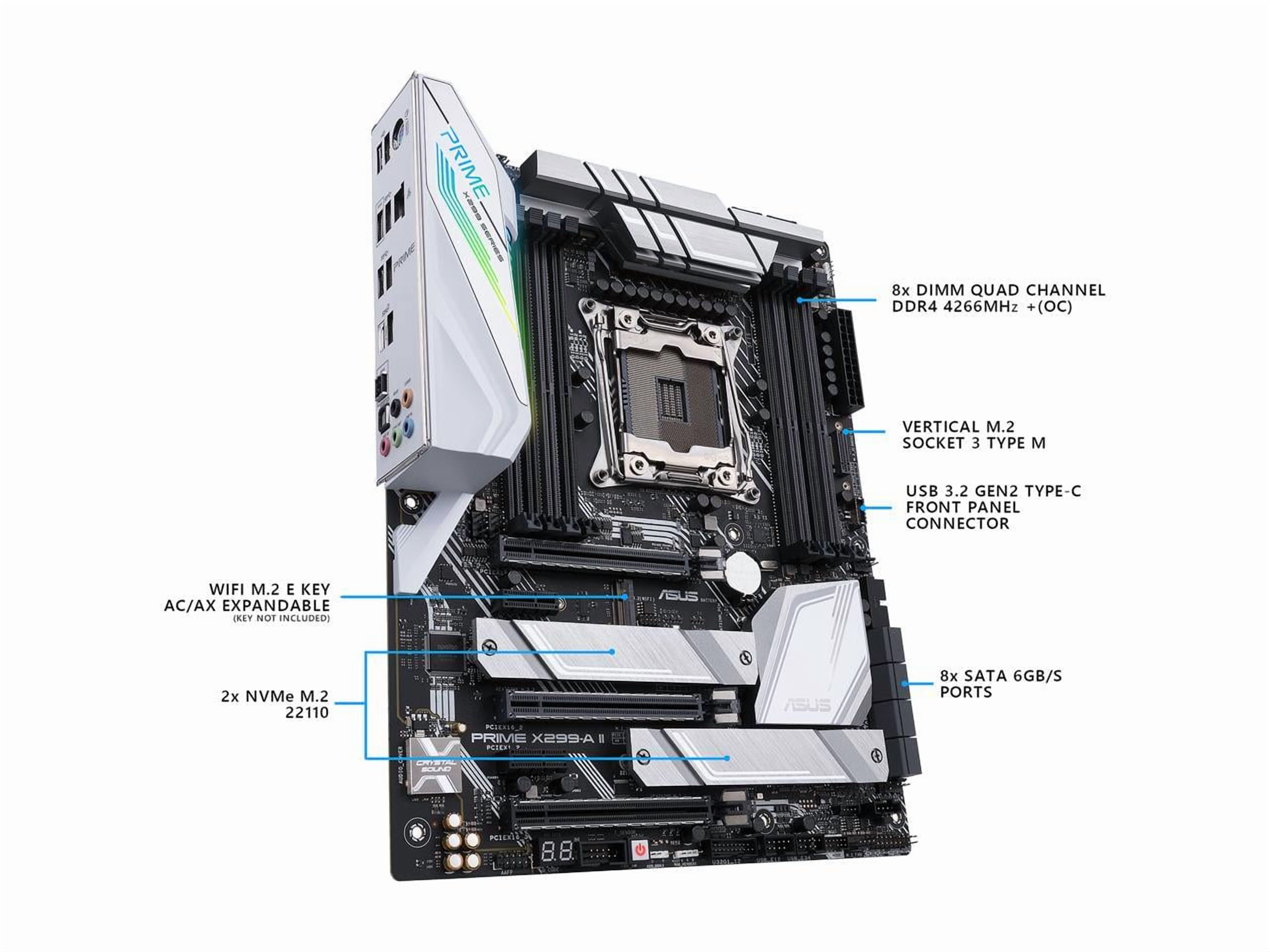 Asus Prime X299-A II Desktop Motherboard - Intel Chipset - Socket R4 LGA-2066 - Intel Optane Memory Ready - ATX (primex299-aii)
