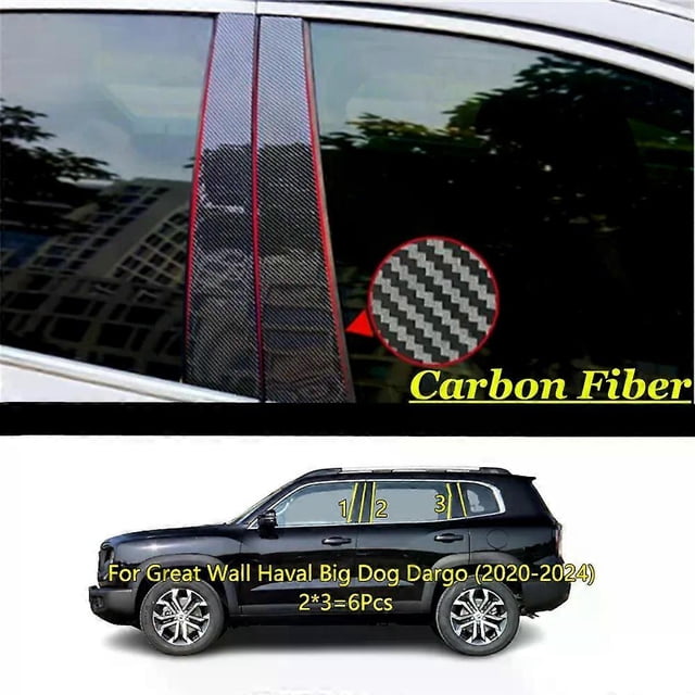 Car PC Material Pillar Post Cover Door Window Molding Sticker For Great Wall Cannon GWM Poer Ute Haval Big Dog Dargo 2019-2024