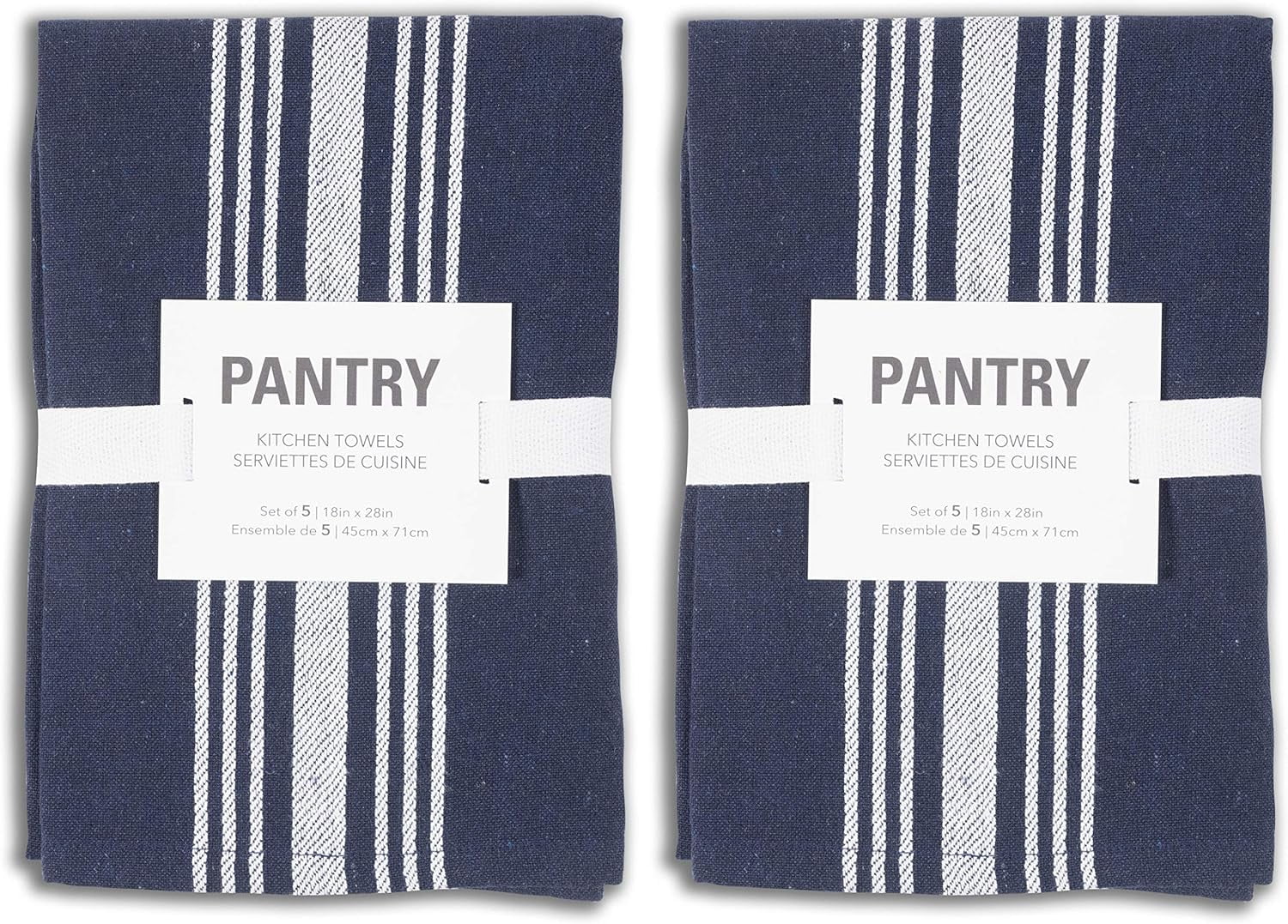 KAF Home Soho Kitchen Towels, Soft and Absorbent Flat Dish Towels, 18” x 28”, Navy, 10 Pack