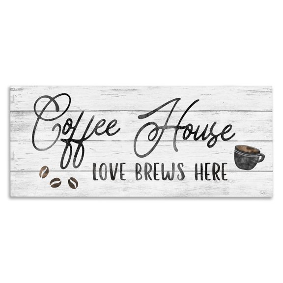 Stupell Industries Rustic Lodge Coffee House Love Brews Here Canvas Art, 30 x 13, by Natalie Carpentieri