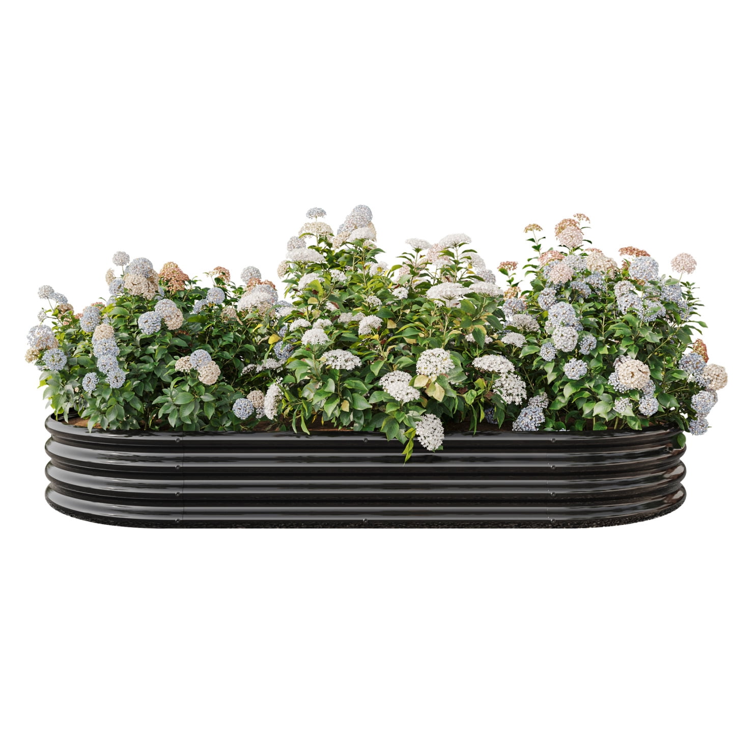Galvanized Raised Garden Bed, Metal Planter Raised Garden Boxes Outdoor, Oval Large Metal Raised Garden Bed for Vegetables, Flowers, Black  88.98"L * 44.68"W