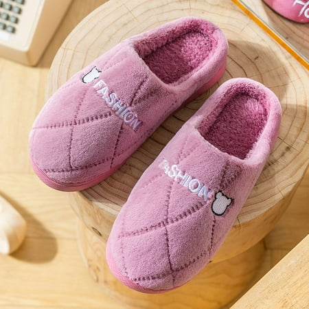

2023 Winter Women s Slippers Women s Couples Solid Colors Warm Non-Slip Floor Home Indoor Shoes Home Ladies Indoor Slippers