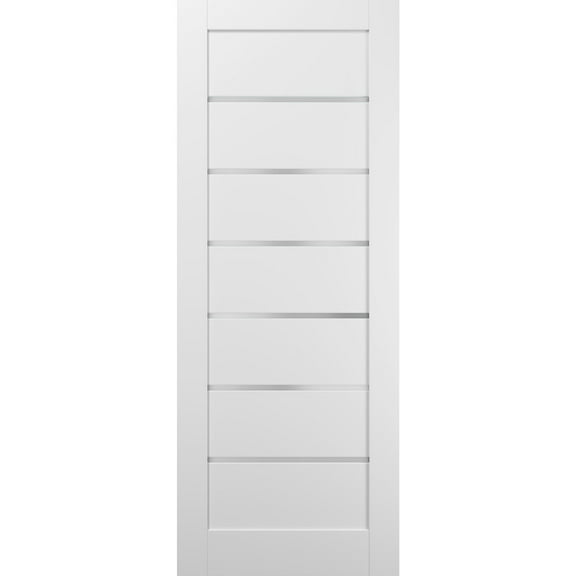 Lite Slab Barn Door Panel 24 x 80 | Quadro 4117 White Silk with Frosted Opaque Glass | Sturdy Finished Wooden Modern Doors | Pocket Closet Sliding