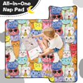 thumbnail image 4 of Multicolor Cat Head White Pattern Teens Toddler Nap Mat with Pillow, Sleeping Mat Bag for Preschool Daycare 50"x20", 4 of 6