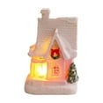thumbnail image 5 of Christmas Village Accessories Mini Pink House Ornaments Resin Village House Xmas Gift Mini Winter Scene Centerpiece Collectible Crafted Cottage - B, 5 of 5