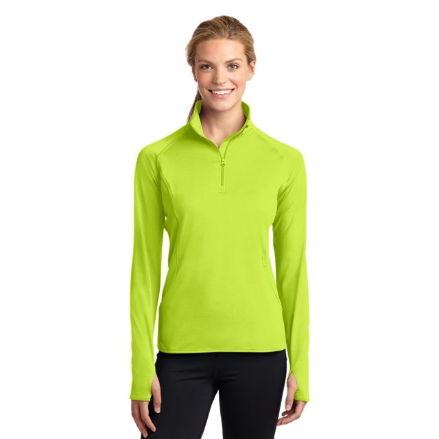 Sport-Tek Ladies Sport-Wick Stretch 1/2-Zip Pullover. LST850 Charge Green XL