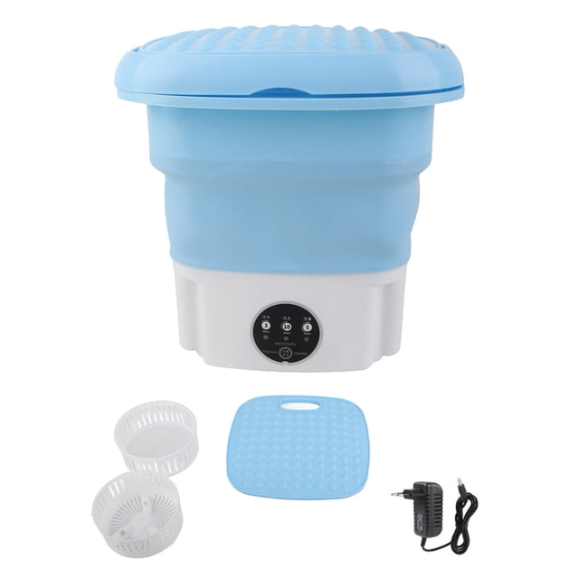 Mini lavadora portátil, ropa interior plegable, calcetines, lavadora para dormitorios de estudiantes, apartamentos, residencias de ancianos, turismo, camping, 100-240 V, azul, enchufe de la