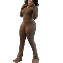 GZWYHT Sets for Women Lounge Sets for Women Womens Two Piece Outfits Fall Workout Zip Up Sweatshirt And Jogger Flare Yoga Pants Sets 2 Piece Sets for Women Summer Sets for Women Coffee L