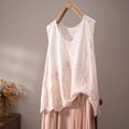 thumbnail image 6 of Embroidered Tops for Women Summer Floral Sleeveless Boho Tops Casual Crew Neck Blouse Loose Tank Tops M-XXL Pink M(M), 6 of 8
