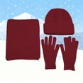 thumbnail image 2 of FYEGRE Winter Scarf Hat And Knitted Neck Warmer Mittens Set For Extreme Cold Weather Red One Size, 2 of 3