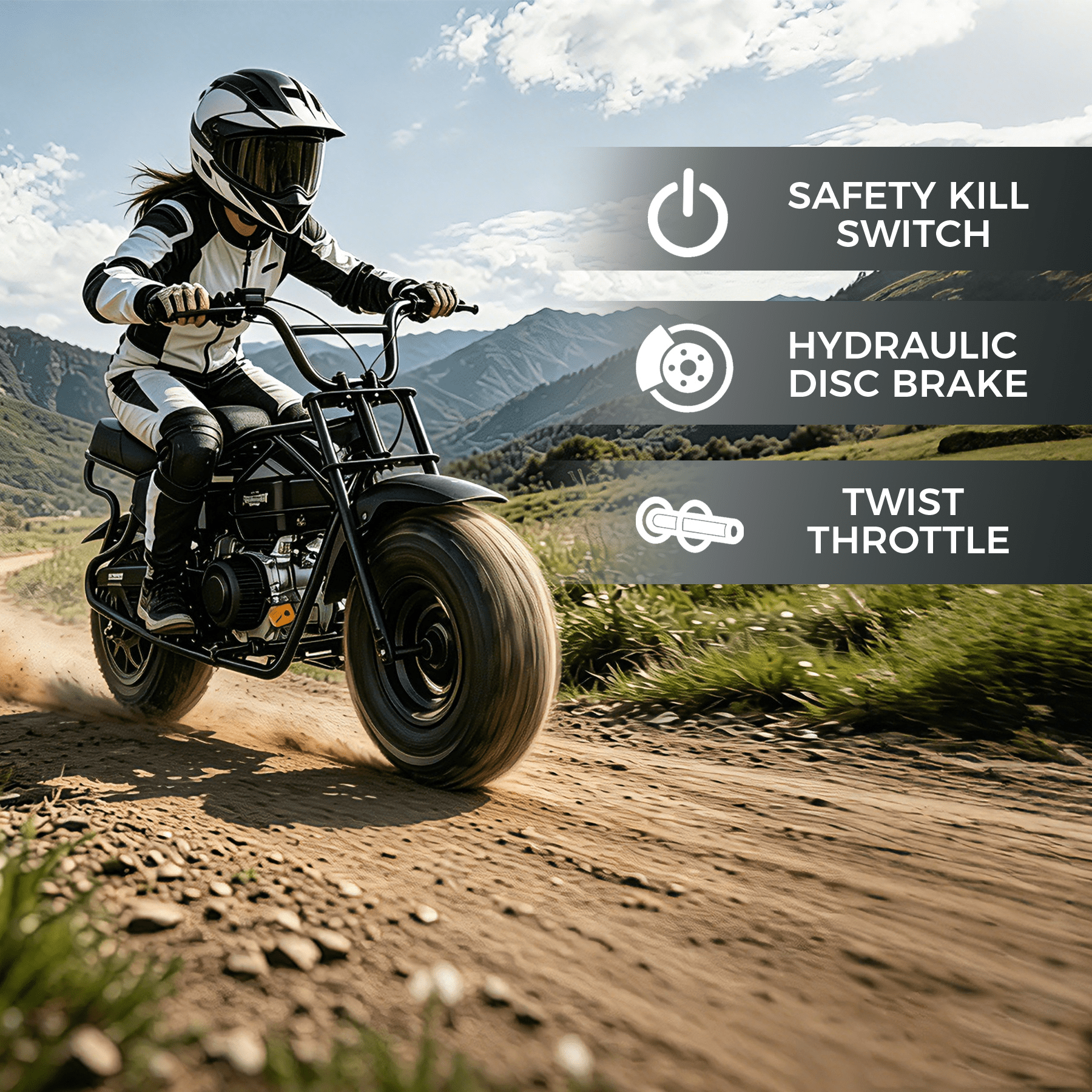 Oryxearth 4-Stroke Minibike, 196CC Gas Powered Dirt Bike,Off-Road Trail for Adult, up to 30 Mph, Black