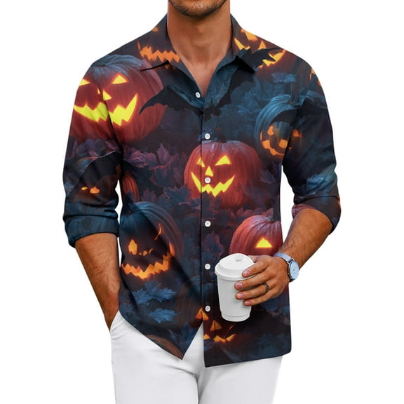 JGNGSHN Men Halloween T Shirts Long Sleeve Funny Spooky Season Cute Ghost Graphic Shirt Fashion Casual Tees Thanksgiving Fall Tops