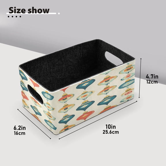 BZSMCE Shelf Baskets Retro Christmas Pattern Pattern Storage Cube Bins 10.1*6.3*4.7in Set of 2