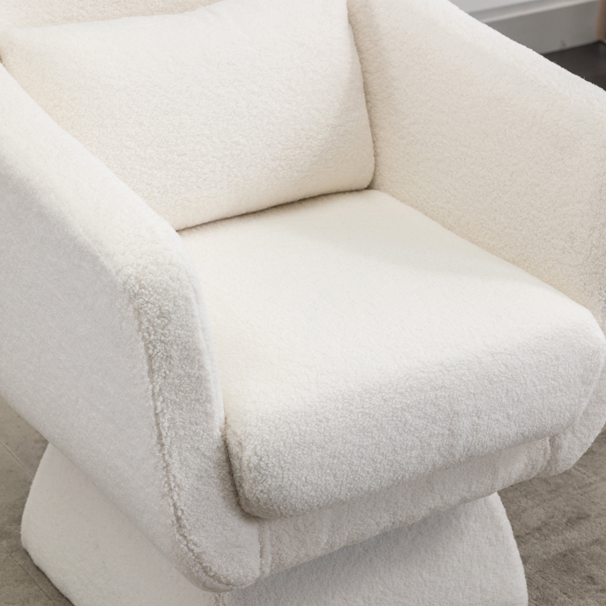 Kadyn 30.30"H Swivel Accent Chair, Single Sofa Chairs for Living Room, Ivory 360 Degree Armchair