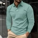 thumbnail image 1 of pstuiky camisetas de manga larga para hombre, Camisa informal de verano de manga larga con solapa y botones para hombre salir tops m, 1 of 6