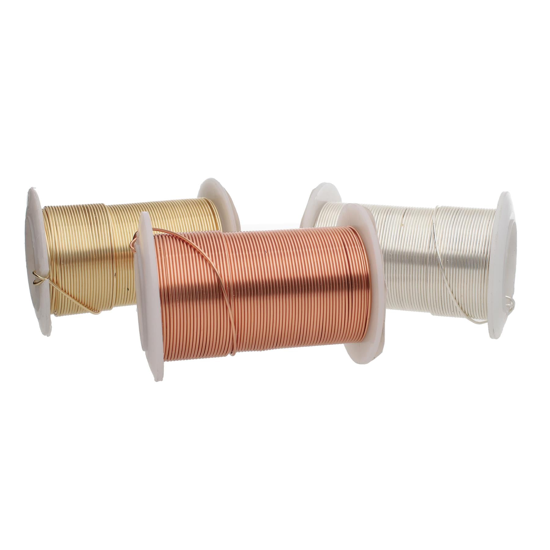 The Beadsmith Wire Elements 26-Gauge Lacquered Tarnish-Resistant Copper Wire for Jewelry Making, 4-34 Yard, 31.09 Meter Spools (Gold, Silver, & Copper Color)