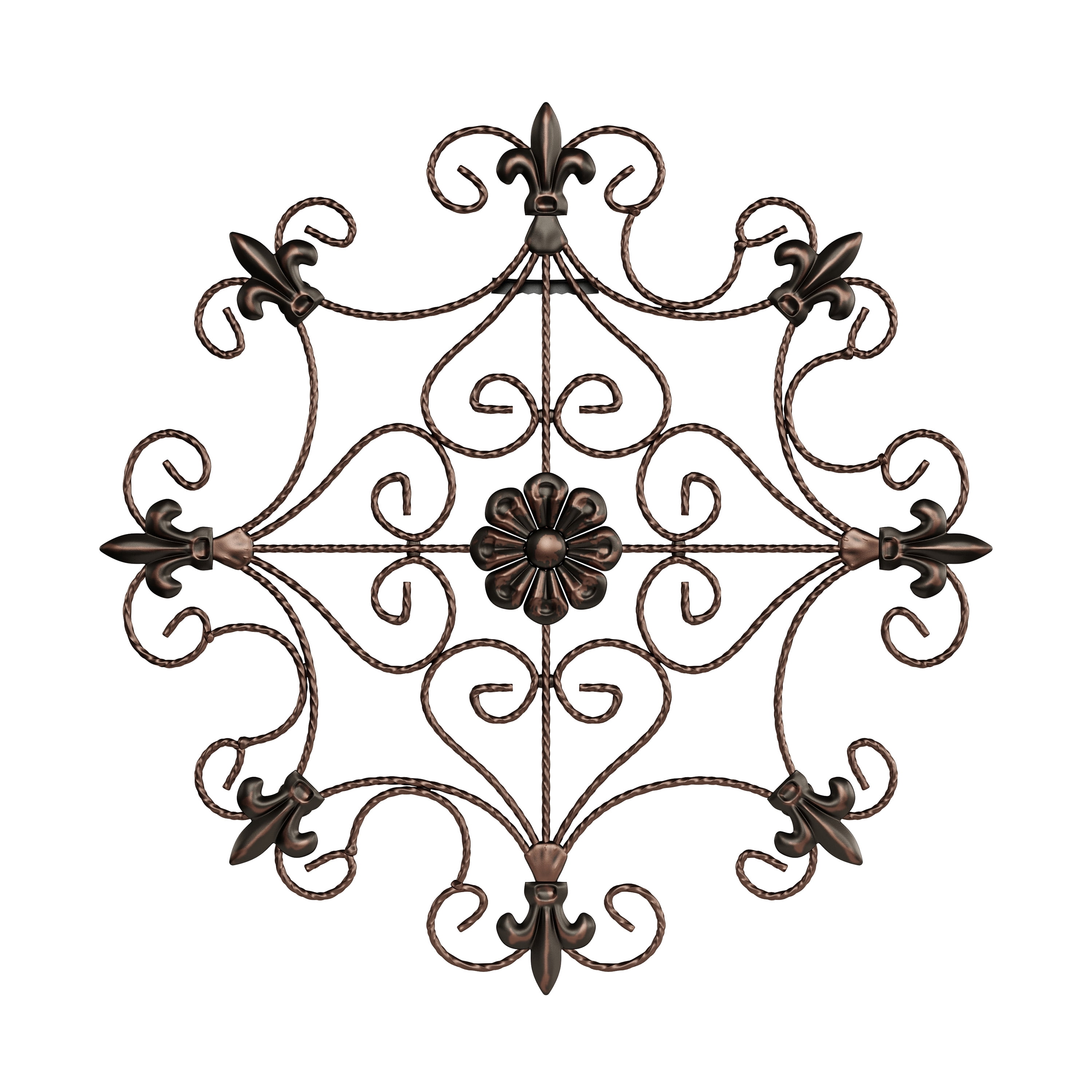 Medallion Metal Wall Art- 14.25 Inch Square Open Edge Metal Home Decor, Hand Crafted with Distressed Finish- Mounting Screws Included by Lavish Home