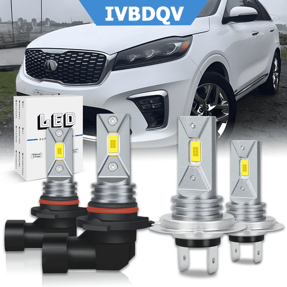 For 2019-2020 Kia Sorento--9005 H7 LED Headlight Bulbs High&Low 6000K White