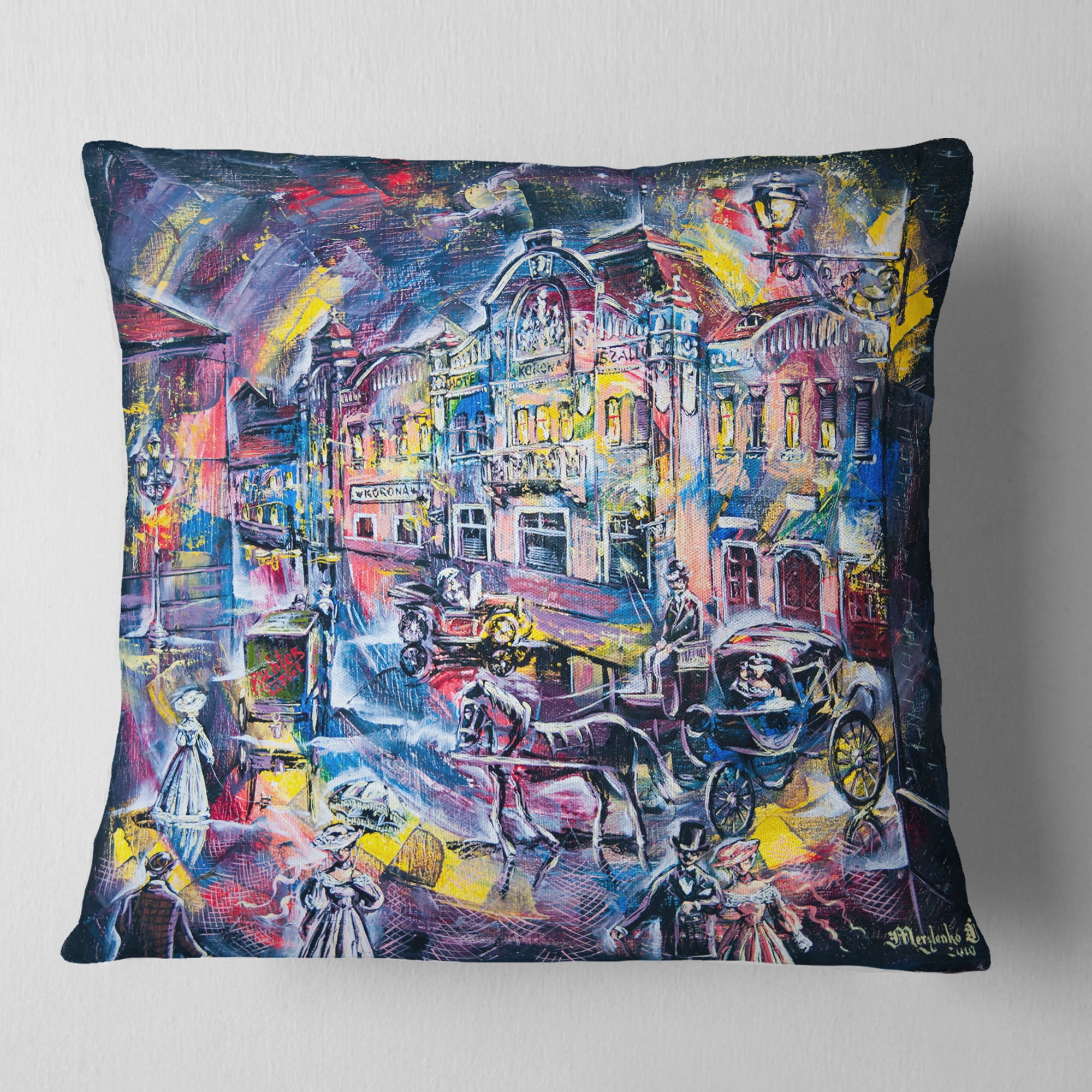 Designart Surreal City in Graphics - Abstract Throw Pillow - 18x18
