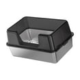 thumbnail image 4 of Caja de arena de acero inoxidable, lavabo de limpieza para gatos semicerrado, bandeja de arena para gatos portátil, orinal abierto para gatitos, bande 50cmx35cmx28cm negro, 4 of 8