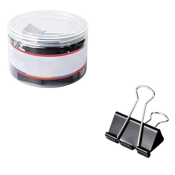 Leodye 60PCS Black Standard Binder Clip with Round Storage Container, Document Fasteners for office Paper Arrangement and Sorting -0.59 in