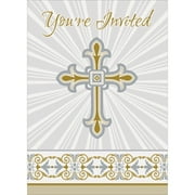 Radiant Cross Religious Invitations, Gold & Silver, 8ct