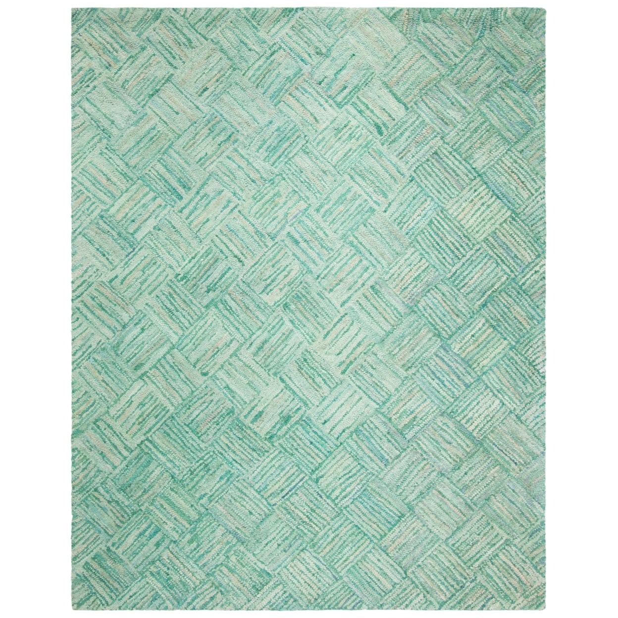 SAFAVIEH Nantucket Chadwick Geometric Cotton Area Rug, Green/Multi, 10' x 14'