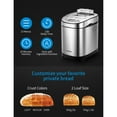 thumbnail image 3 of AICOOK Bread Maker, 2LB Programmable Stainless Steel Bread Machine with 13 Menu Settings, 2 Loaf Sizes, Compact Toaster Maker with Recipe Books, 3 of 6