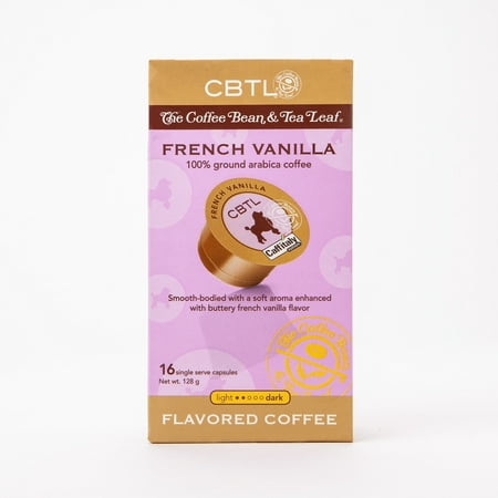 The Coffee Bean & Tea Leaf French Vanilla Medium Roast Single Serve Flavored Coffee for CBTL Single Serve Systems, 1 Box of 16 Capsules