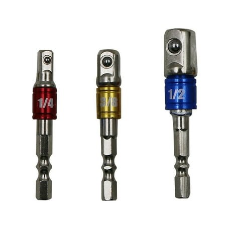 

3 Pcs 1/4 3/8 1/2 Colorful Impact Socket Bits Wrench Adapter Hex Adapter Power Extension Bit Power Tools (Random Style)