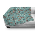 thumbnail image 3 of Winter Soft Flannel Fleece Throw Blanket, Cartoon of Santa Fox Deer Yeti Owl, Cozy Plush for Indoor and Outdoor Use, 50" x 70", Aqua Vermillion, by Ambesonne, 3 of 6