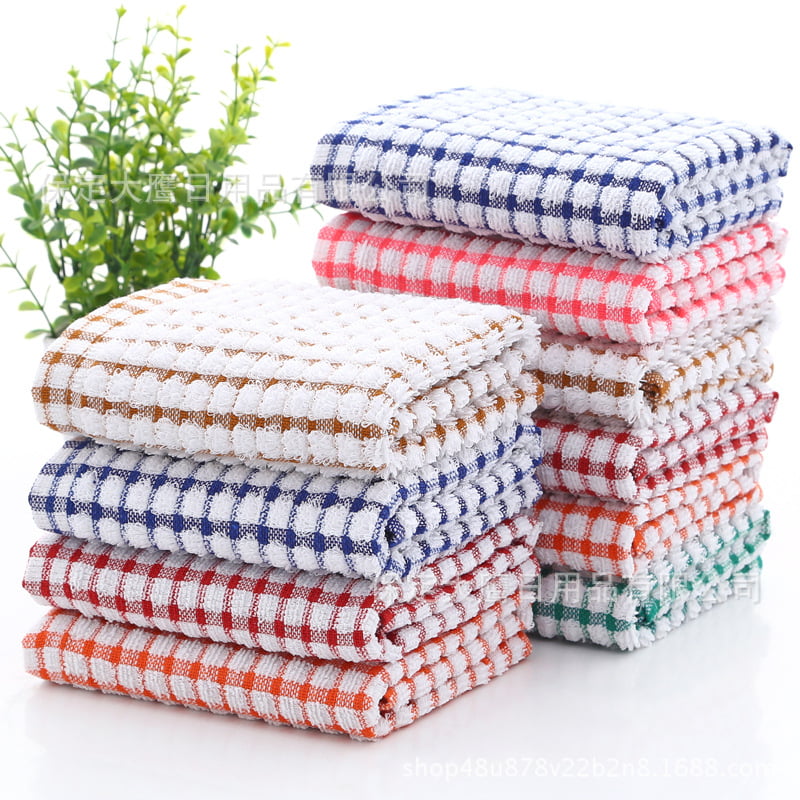 100 % COTTON LARGE KITCHEN TEA TOWELS *PACK OF 10* TRADITIONAL MONOCHECK 