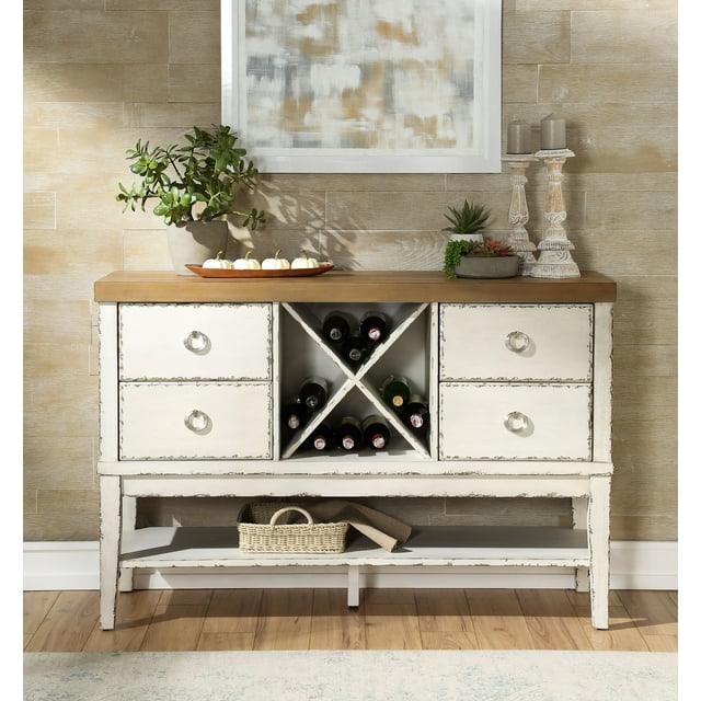 Acme Katet Server in Weathered Oak & Antique White