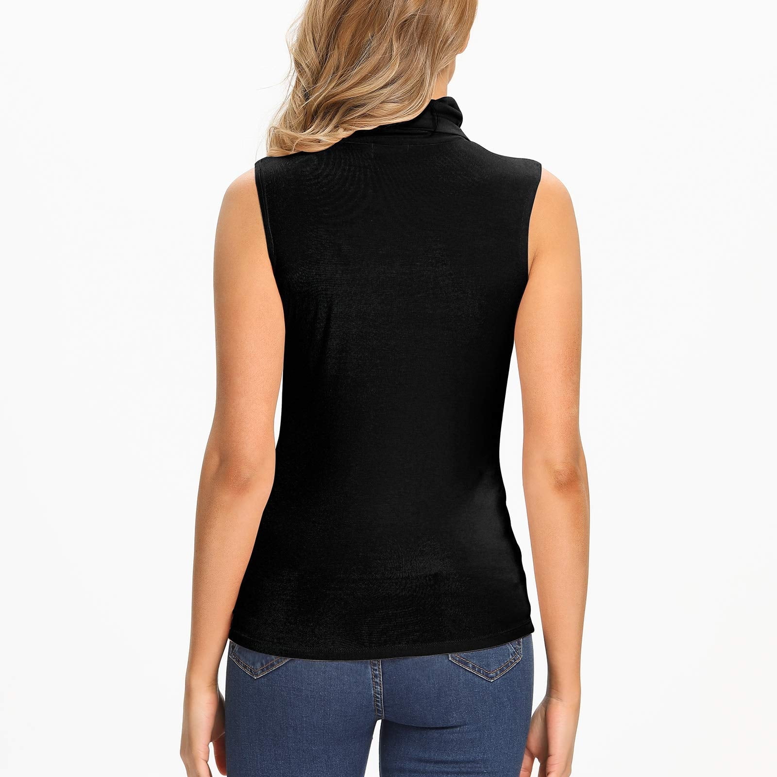 Womens Mock Turtleneck Tank Top Sleeveless SLim Fit Top Basic Solid Layer Shirt - image 5