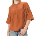 thumbnail image 1 of Hiiyo T-Shirt Femme Manches 3/4 Col Rond T-Shirt Ample Décontracté, Orange TTG, 1 of 4