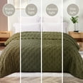 thumbnail image 6 of Exclusivo Mezcla Fleece Throw Blanket for Couch, Super Soft Warm Lightweight Checkered Pattern Blanket for All Seasons, Olive Green, 50"x60", 6 of 8