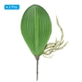 thumbnail image 3 of Uxcell Hojas de Orquídea Falsas de 4.4 pulgadas Tacto Real 5 Pétalos Hoja de Phalaenopsis Artificial Rama de Planta 2 Paquete Verde, 3 of 7