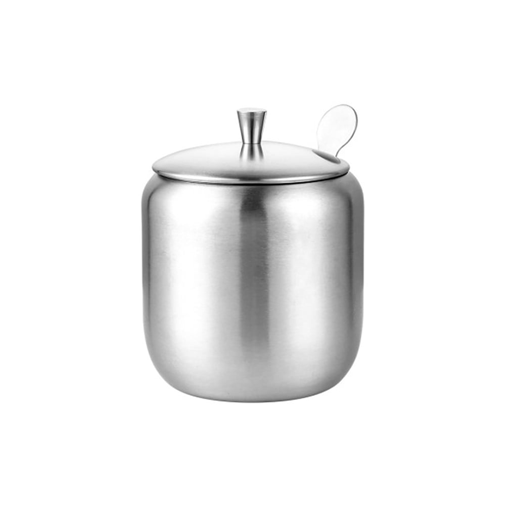 Colorful stainless steel jar utensils storing coffee sugar spices lid spoon 