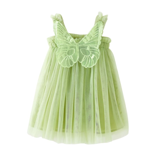 MIASHUI Robe à Bretelles Sans Manches pour Tout-Petites Filles pour Fête Dansante et Vert, 4-5 Ans