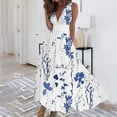 thumbnail image 1 of ICHUANYI Clearance Fashionable Women's Spring/Summer Printed Casual V-neck Sleeveless Long Skirt(Blue, XXL) ICHUANYI WER2023080916863, 1 of 6