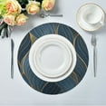 thumbnail image 5 of Round Placemats Set of 6 Heat Resistant Washable Kitchen Table Decorations 15.4in Blue-gold Lines, 5 of 7