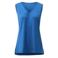 thumbnail image 4 of DeHolifer Womens Tank Tops Loose V-Neck Ruched Sleeveless Tops Casual Basic Banded Shirts Blue S, 4 of 5